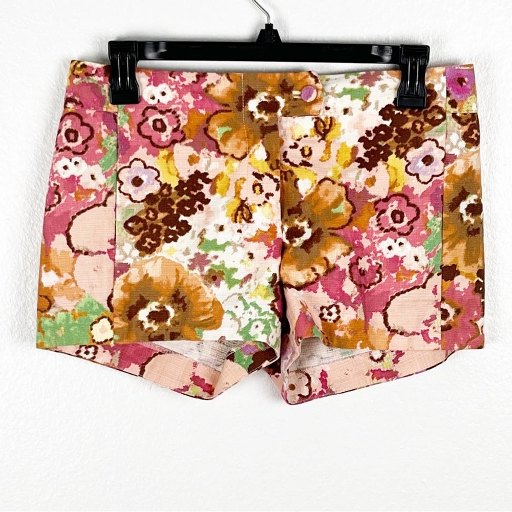 J. CREW Floral Watercolor Side Pockets Shorts 0 Preppy Boho Cottagecore Retro